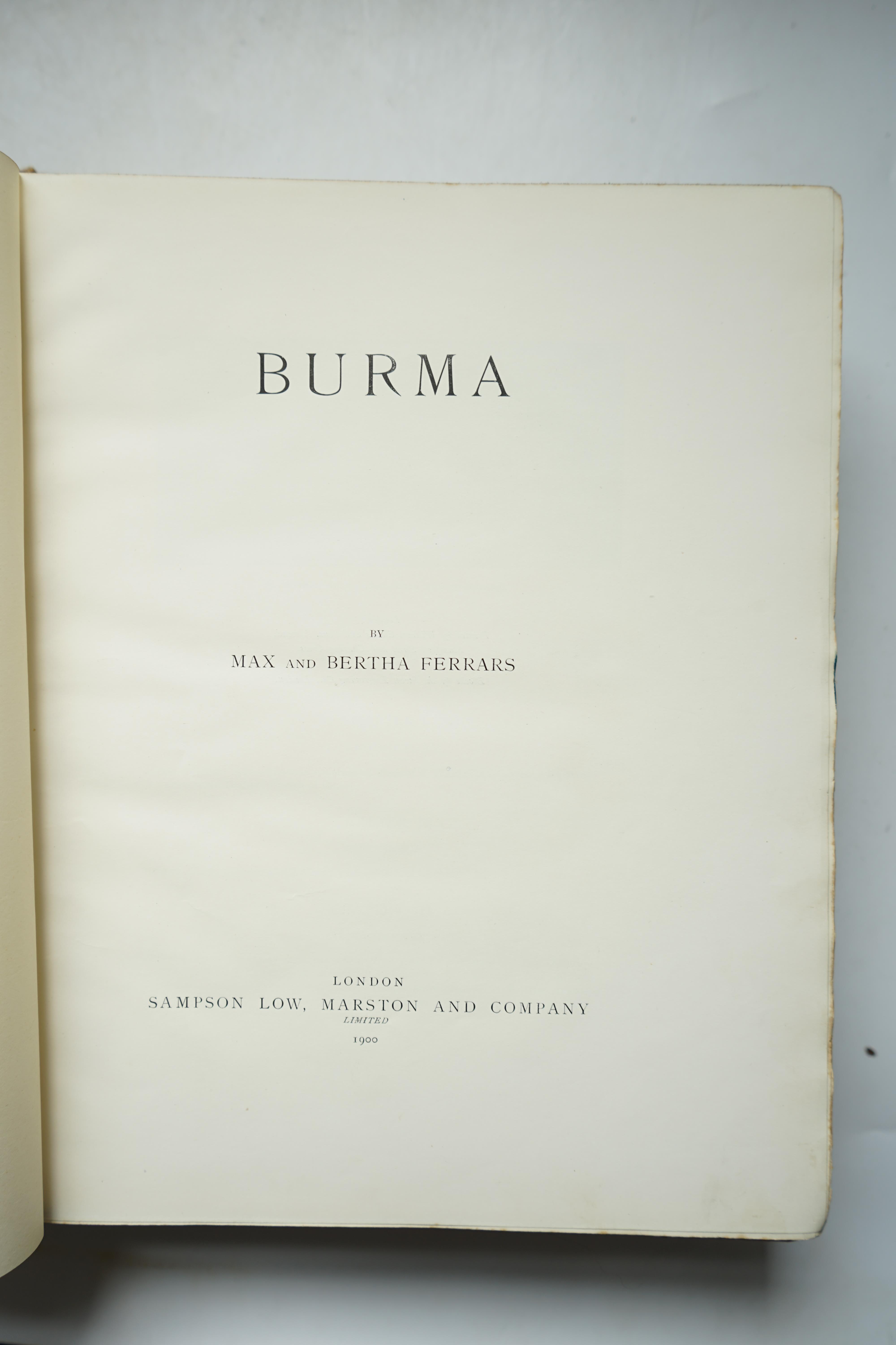 O’Connor. V.C.Scott - The Charm of Kashmir, 16 tipped-in colour plates, 24 plates after photographs, 4to, publisher's cream buckram gilt, lightly soiled, Longmans, Green and Co., London, 1920; Ibid - Mandalay and other C